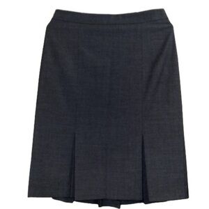 Ann Taylor Virgin Wool Pleated Charcoal Midi Skirt